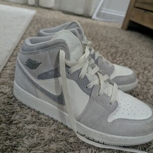 Jordan Gray and White High Top Sneakers